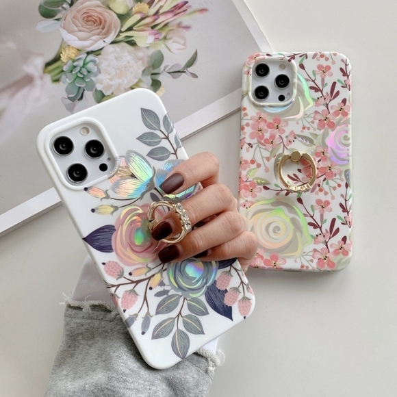 Floral case for iPhone 15, iPhone 14, iPhone 13 Pro iPhone 13 Case Ring Holder - Picture 3 of 4